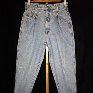 Vintage 80s Zena Denim Mom Jeans Embroidered Logo Patch Pocket 10